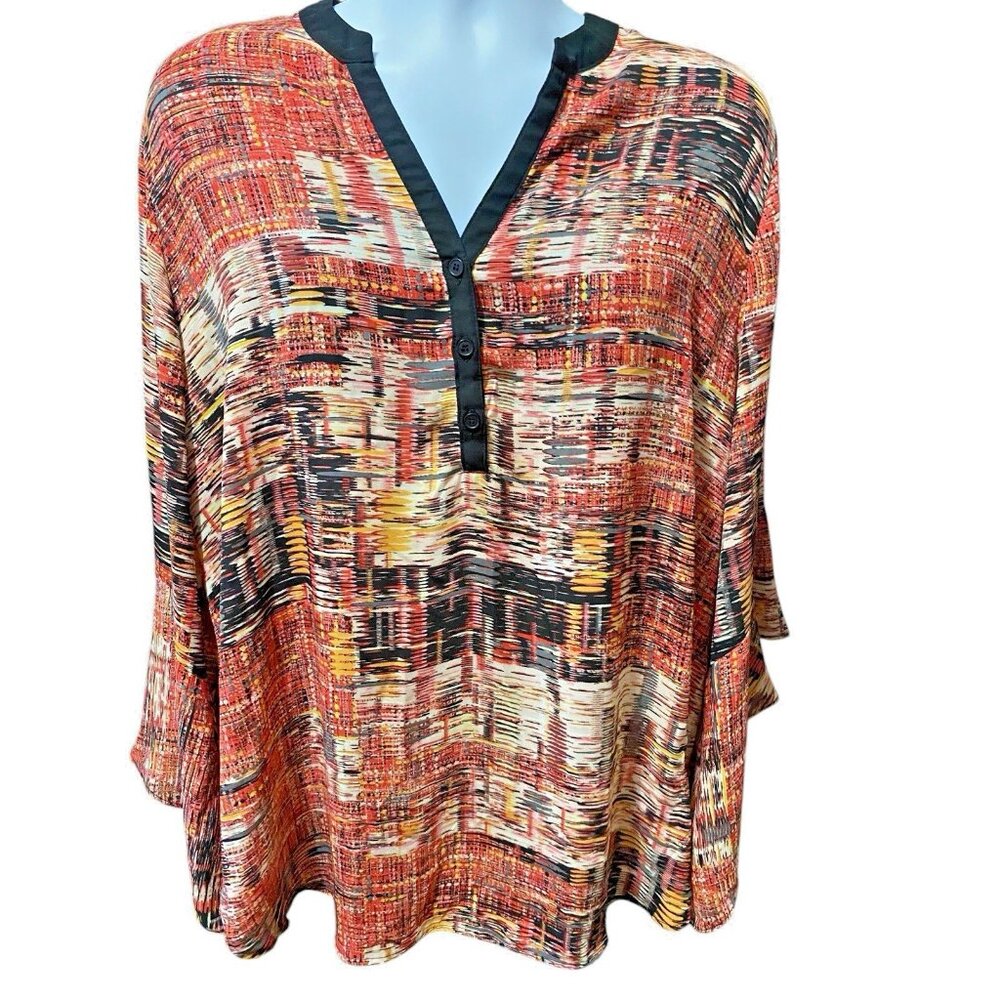 Spense Womens Flutter Sleeve Tunic Top Size 2X Popover Geometric Print